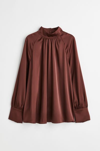 Balloon-sleeved satin blouse | H&M (DE, AT, CH, NL, FI)
