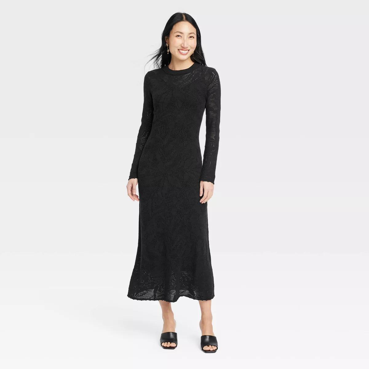 Women's Long Sleeve Maxi Pointelle Dress - A New Day™ | Target