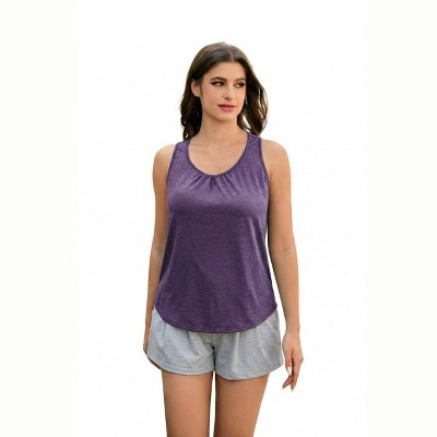 Pinspark Women's Lightweight Racerback Workout Tank Top - Sleeveless Active Top with Curved Hem Purple XXL | Target