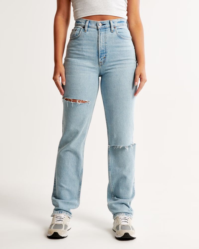 Women's Curve Love Ultra High Rise 90s Straight Jean | Women's Bottoms | Abercrombie.com | Abercrombie & Fitch (US)