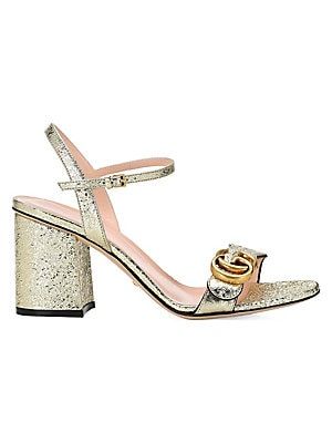 GucciMarmont GG Ankle-Strap SandalsColor - GoldSize - Size Guide    Fit Predictor  Calculate your... | Saks Fifth Avenue