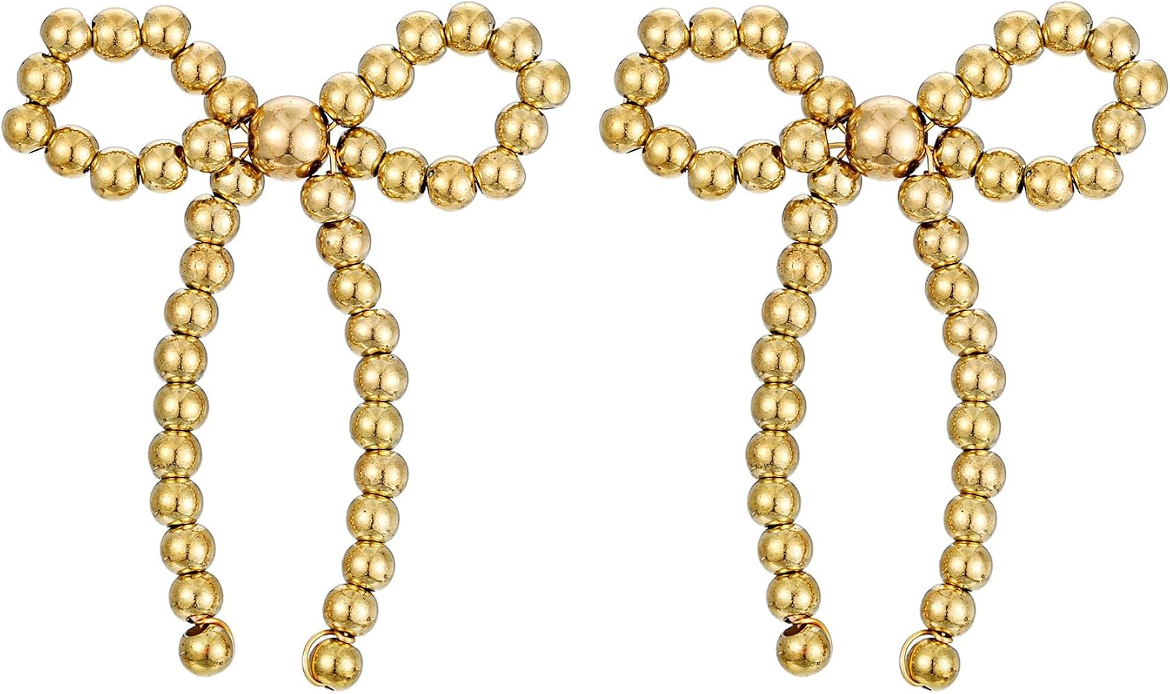 Gold Bow Knot Stud Earrings for Women Pearl Earrings Small Tiny Simple Bow Earrings Jewelry | Amazon (US)