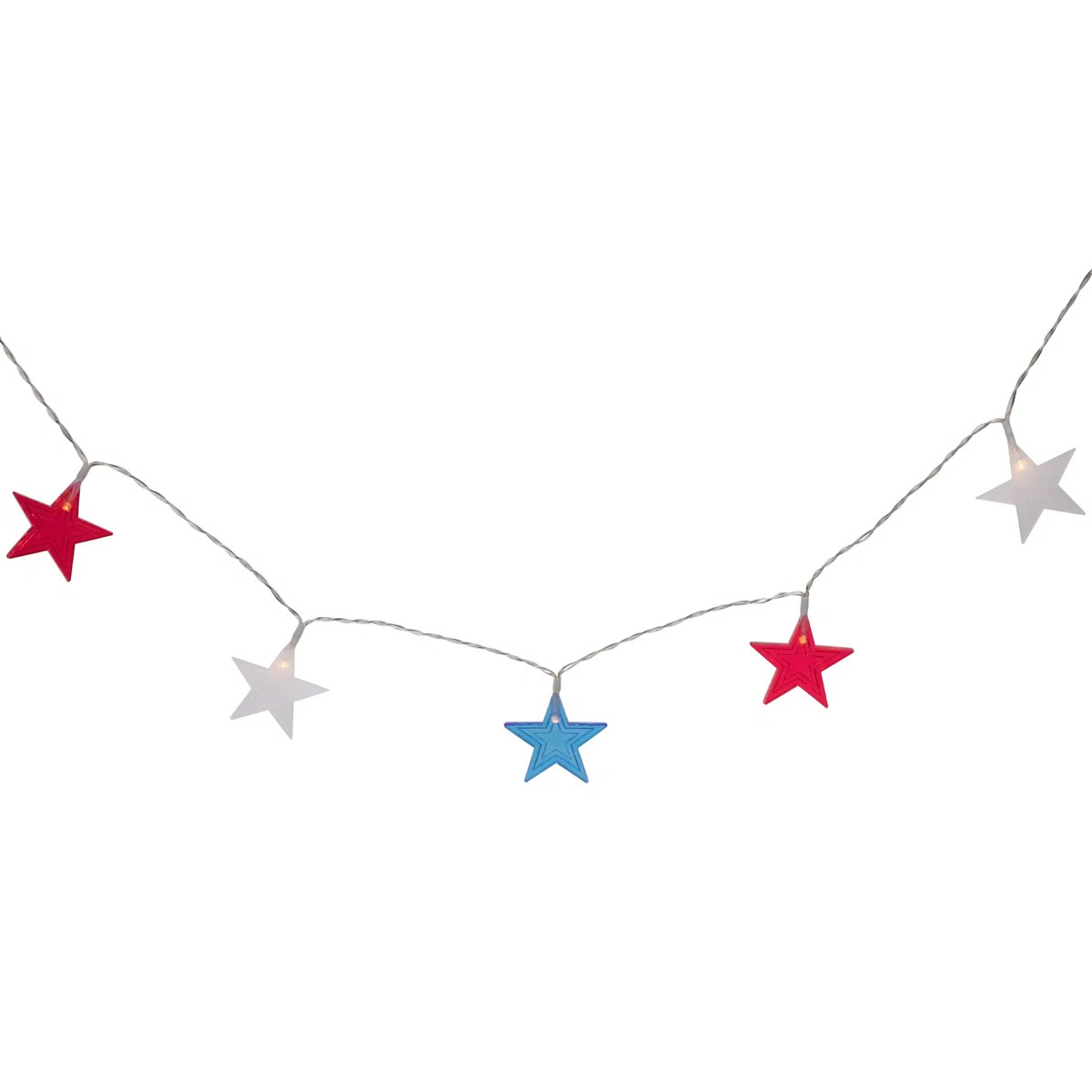20-Count Patriotic Americana Star LED String Lights 9.5ft Clear Wire | Wayfair North America