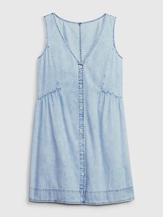 V-Neck Denim Mini Dress with Washwell | Gap (US)