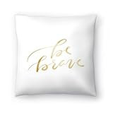 Americanflat Gold Be Brave Typography Pillow by Jetty Printables, 18" H x 18" W x 1.5" D | Amazon (US)