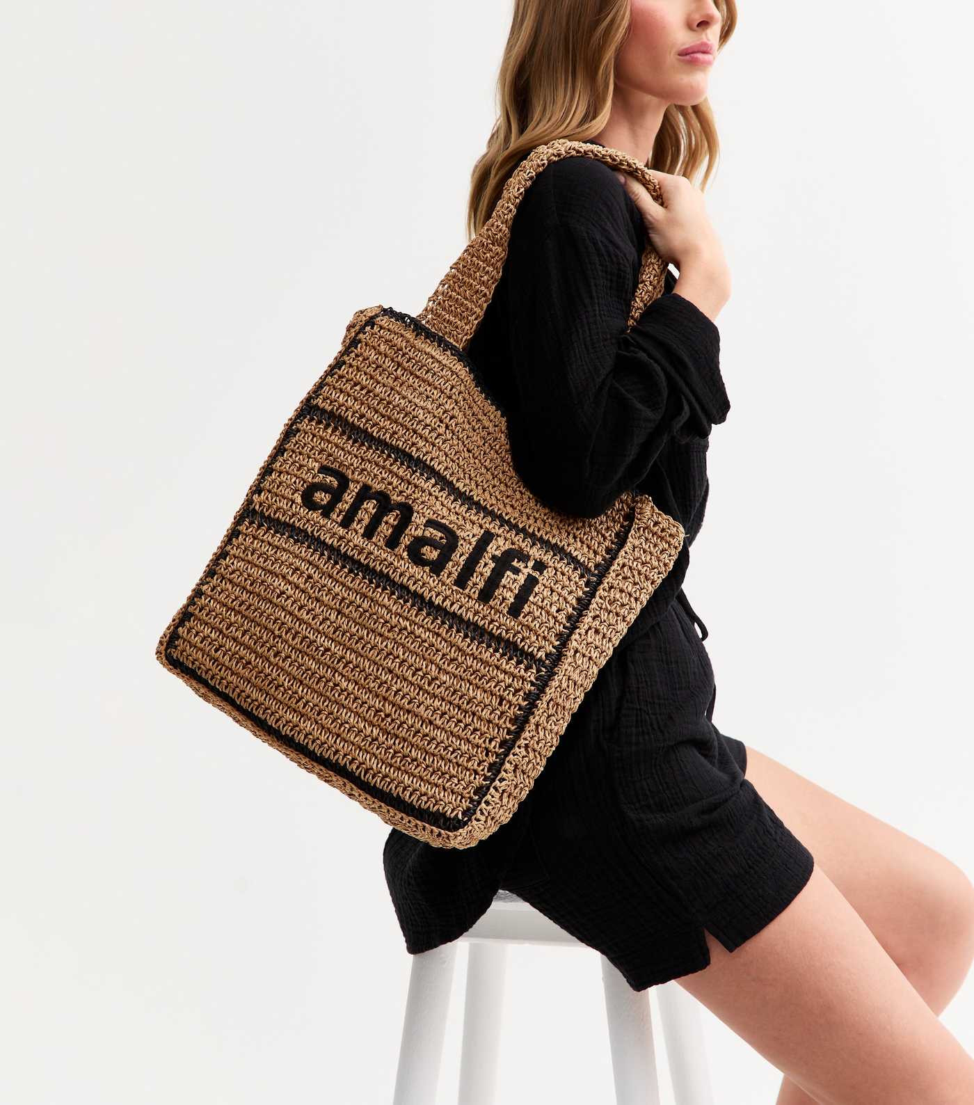 Brown Amalfi Embroidered Woven Shopper Bag | New Look | New Look (UK)