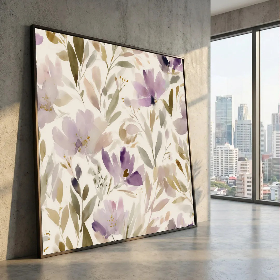 Purple Floral Canvas Art, Watercolor Botanical Painting, Ready to Hang - Etsy | Etsy (US)