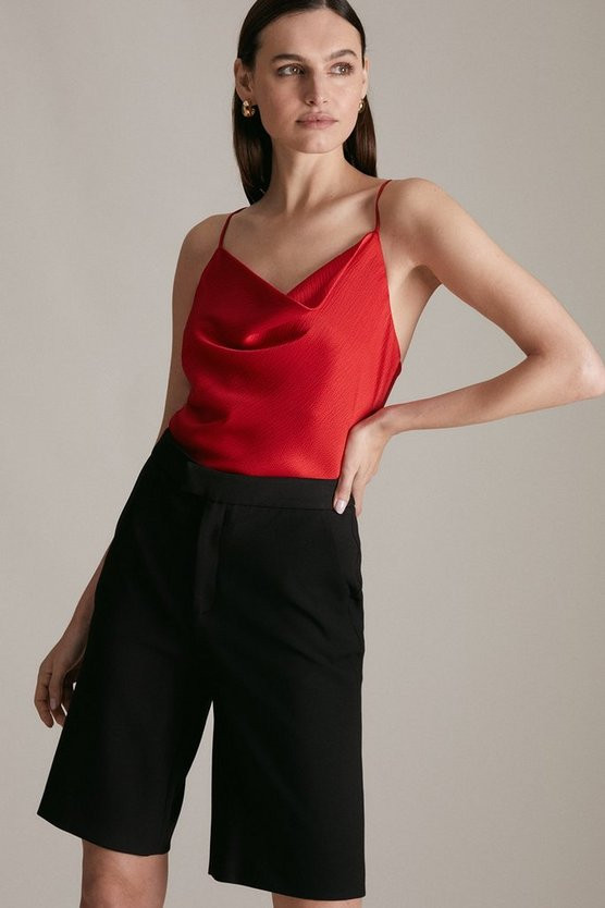 Satin Cowl Neck Woven Cami | Karen Millen US