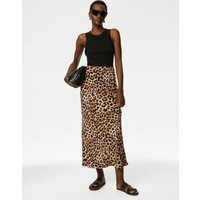 Womens M&S Collection Animal Print Maxi Slip Skirt, Black Mix | Marks and Spencer US