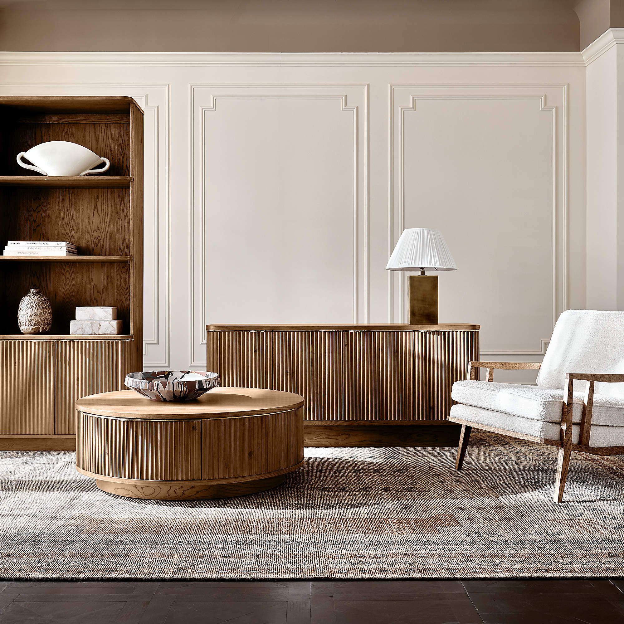 Davison 60" Fluted Oak Media Console + Reviews | CB2 | CB2