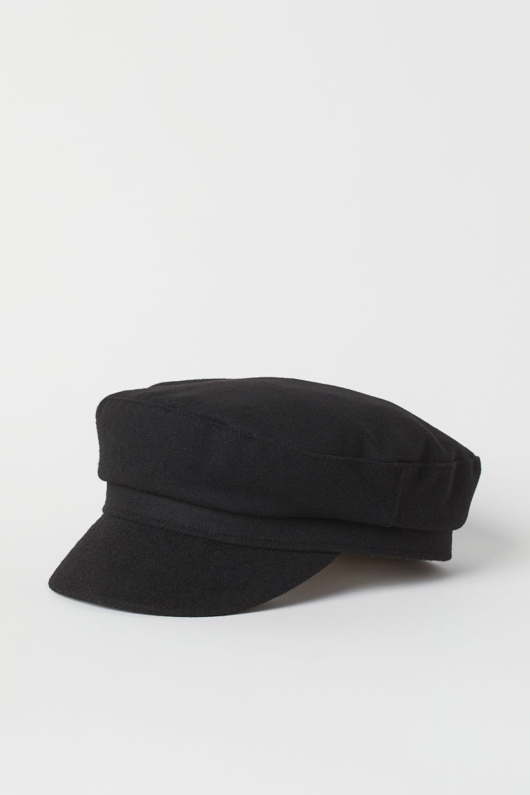 H & M - Wool-blend Captain's Cap - Black | H&M (US + CA)
