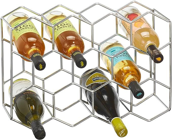 mDesign Metal Hexagon 3-Tier Wine Rack - Minimalist Bottle Holder for Kitchen Countertop, Pantry,... | Amazon (US)