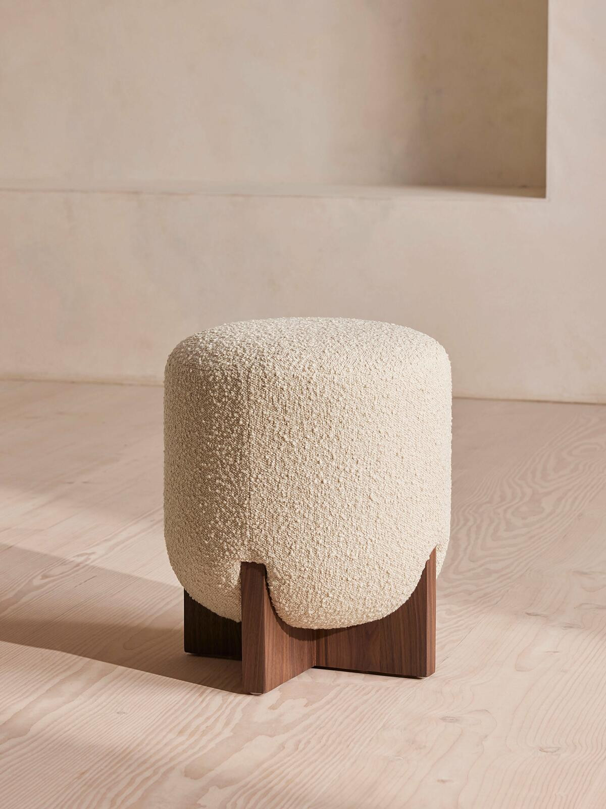 Eldon Stool, Walnut, Boucle | Soho Home Ltd