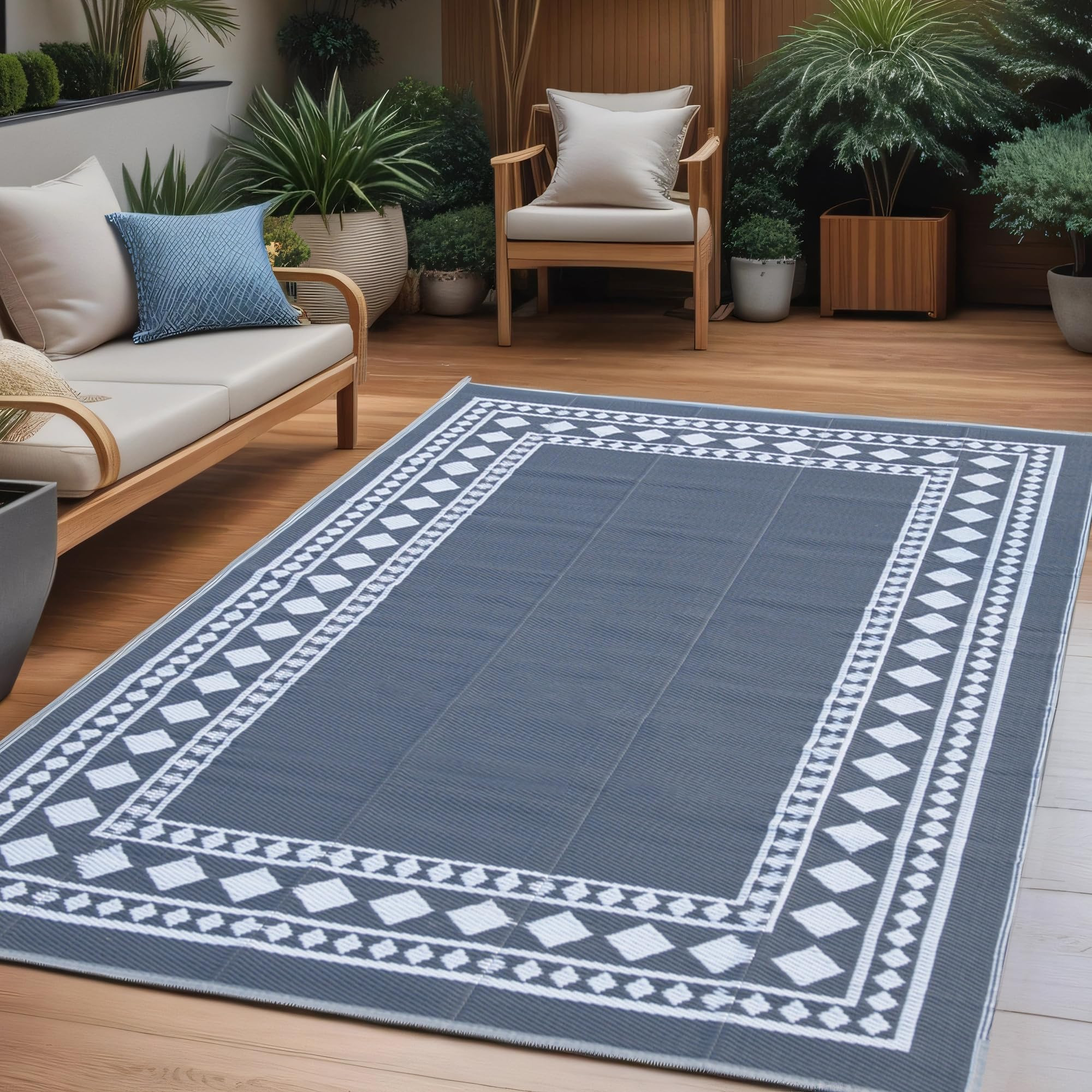 RURALITY Outdoor Rugs 5x8 Waterproof for Patios Clearance,Plastic Straw Mats for Backyard,Porch,D... | Amazon (CA)