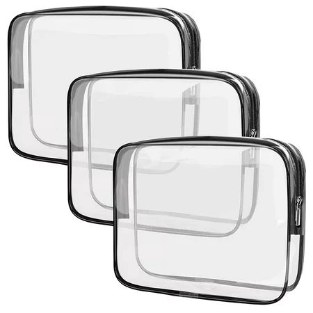 Clear Makeup Bags 3 Pcs Cosmetic Makeup Bags Set Clear PVC with Zipper Handle Portable Travel Luggag | Walmart (US)