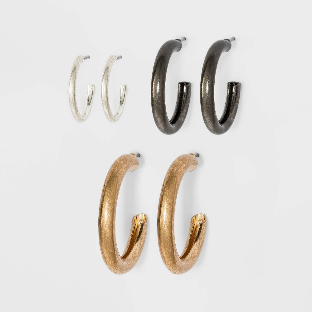 Tubular Hoop Earring Set 3pc - Universal Thread™ | Target