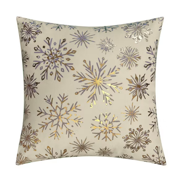 18"x18" Snowflakes Velvet Foil Printed Holiday Square Throw Pillow - Edie@Home | Target