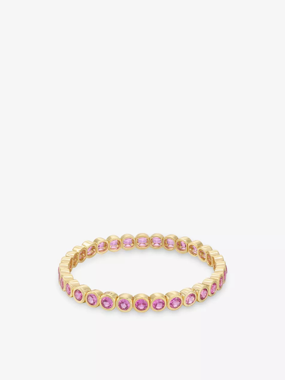 The Round 18ct Yellow Gold-Plated Brass and Cubic Zirconia Tennis Bracelet | Selfridges