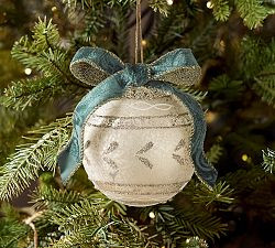 Mercury Glass Ornament with Bow | Pottery Barn (US)
