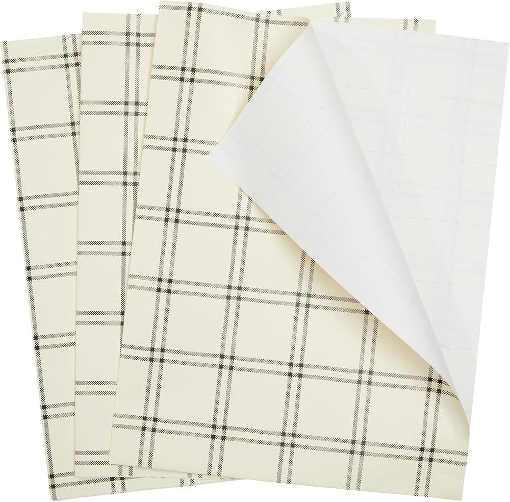 The Gift Wrap Company 58-189205 Plaid Flat Gift Wrapping Paper Sheet Set, 30" x 23", Black and Cr... | Amazon (US)