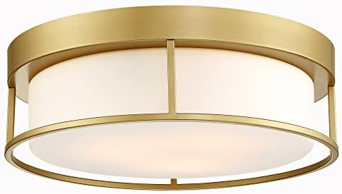 Ceiling Light, Caldion 15 Inch Flush Mount Ceiling Light Fixture, Gold Finish with Opal Frosted G... | Amazon (US)