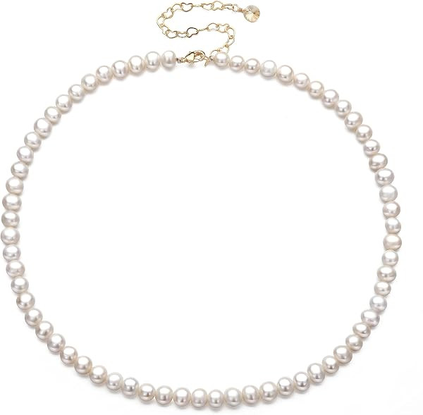 XYJZXY 18k Gold Plated Cultured Freshwater Pearl Choker Necklace for Women | Amazon (US)