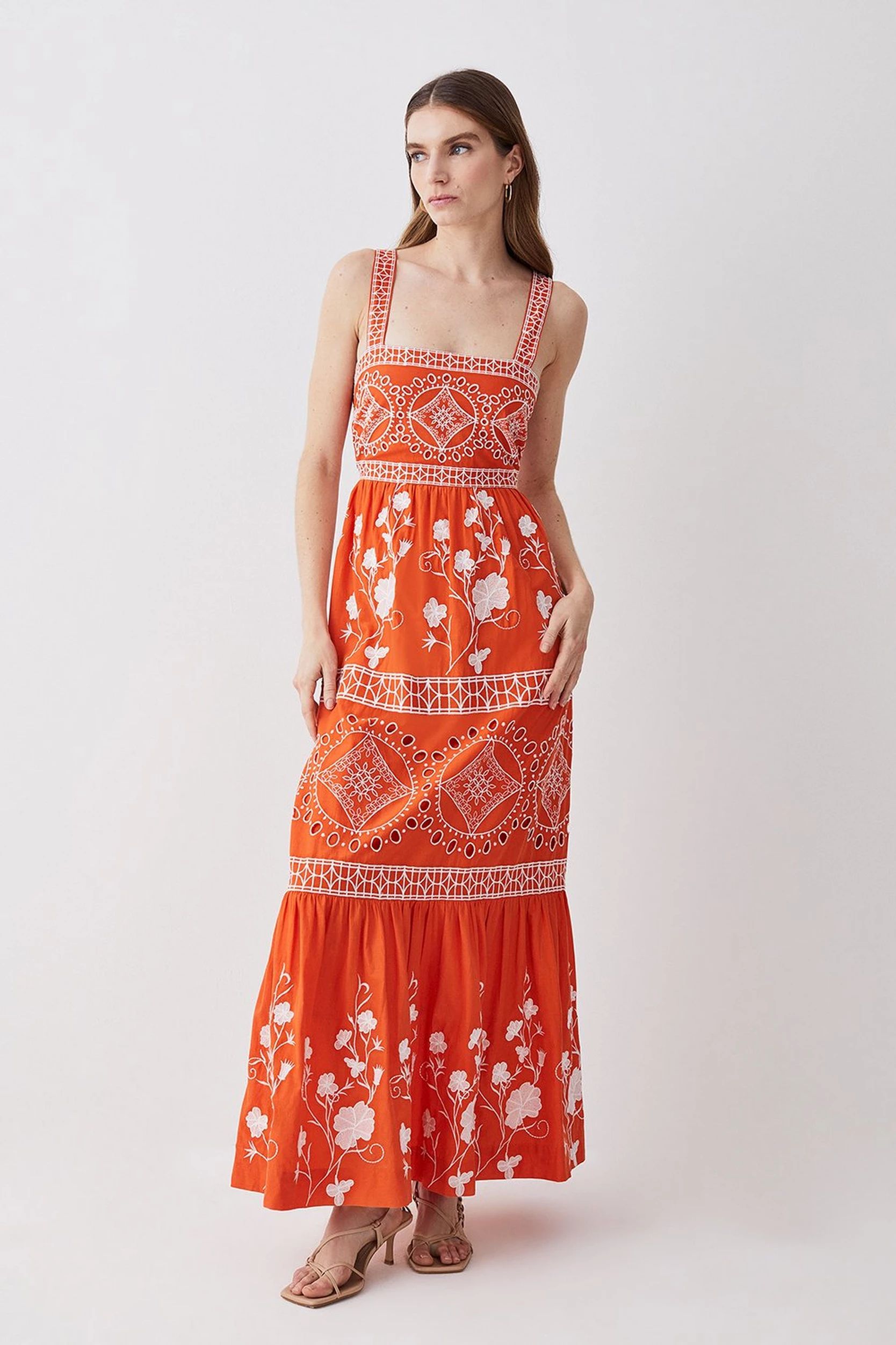 Floral & Geo Embroidered Woven Midaxi | Karen Millen US