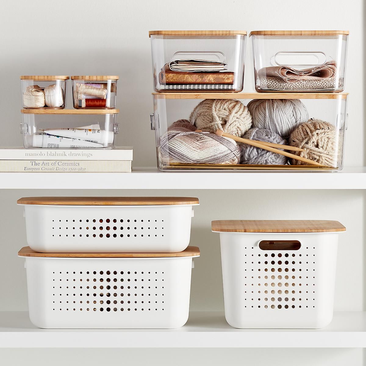 White Nordic Storage Baskets with Handles | The Container Store