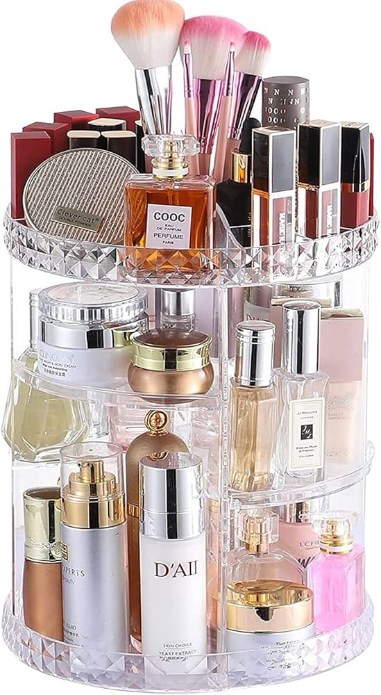 Cq acrylic 360 Degree Rotating Makeup Organizer for Bathroom,4 Tier Adjustable Spinning Cosmetic ... | Amazon (US)