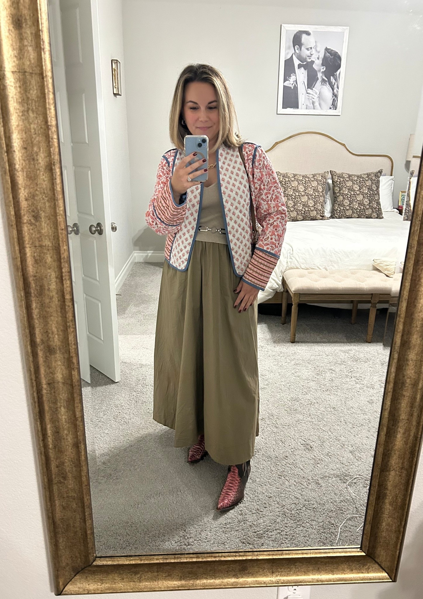 a little housewarming party get up✨#boots #quiltedjacket #skirtdress #beigedress #thanksgiving

#LTKParties #LTKStyleTip #LTKOver40