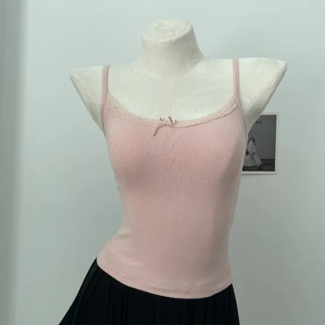 Rosehedge - Plain Bow Lace Trim Cami Top | YesStyle Global