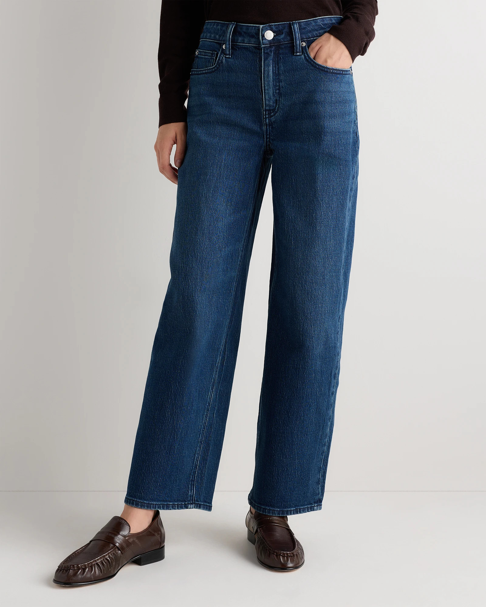 Quince | Women's Bella Stretch Barrel Jeans in Cool Blue, Size 30, Cotton | Quince