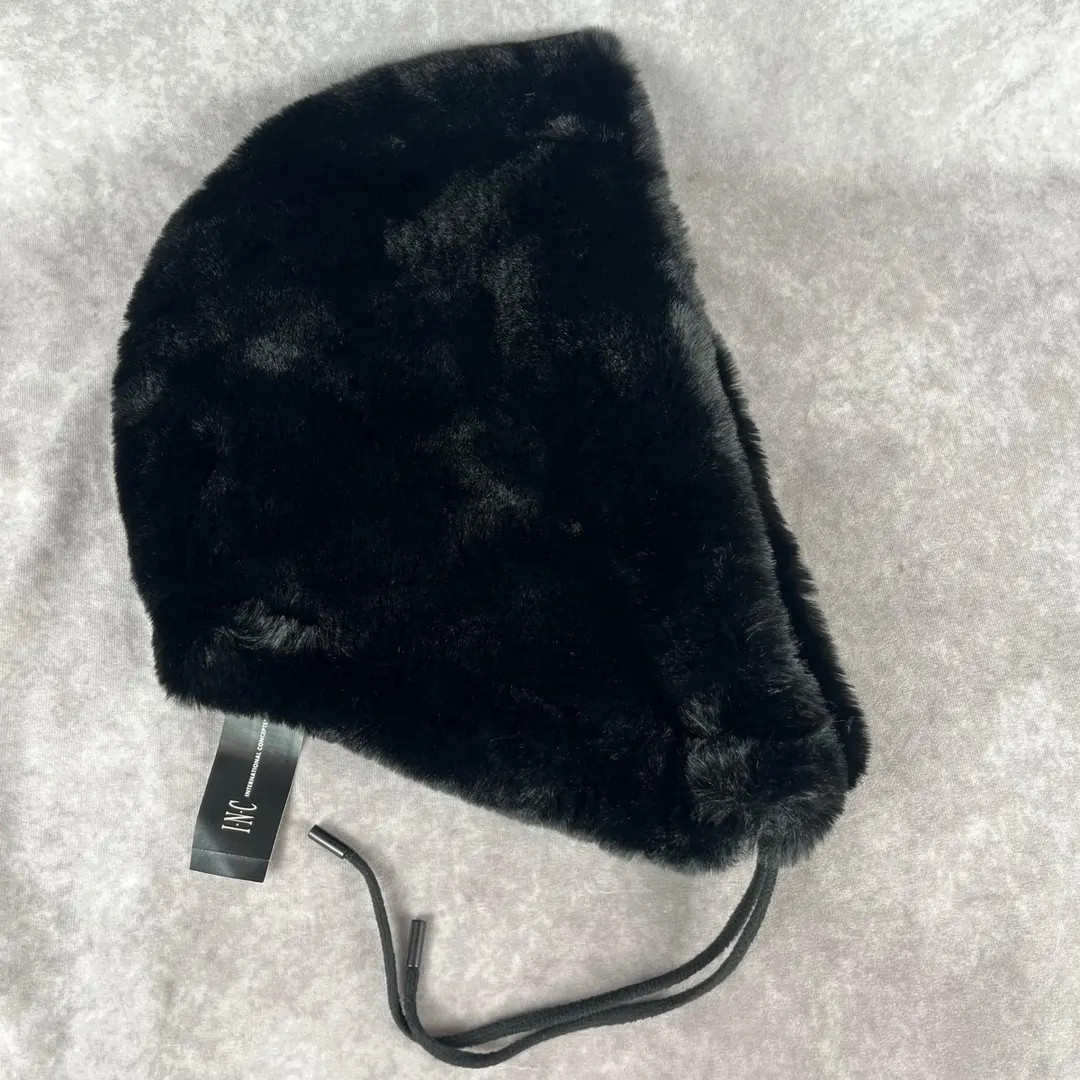 Vtg 90s Y2K I.N.C. International Concepts Black Faux Fur Hood Hat NWT | Etsy (CAD)