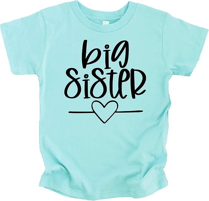 Olive Loves Apple Big Sister Heart Sibling Reveal T-Shirt for Baby and Toddler Girls Sibling Outf... | Amazon (US)
