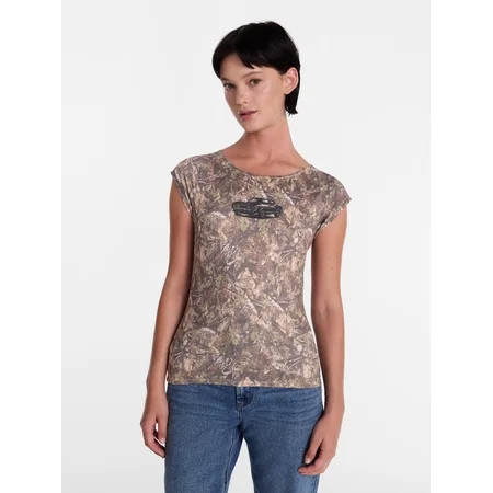 Muscle Car Women's Camo Graphic Tee with Cap Sleeves, Sizes XXS-XXL | Walmart (US)