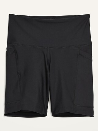 High-Waisted PowerSoft Side-Pocket Biker Shorts for Women -- 6-inch inseam | Old Navy (US)