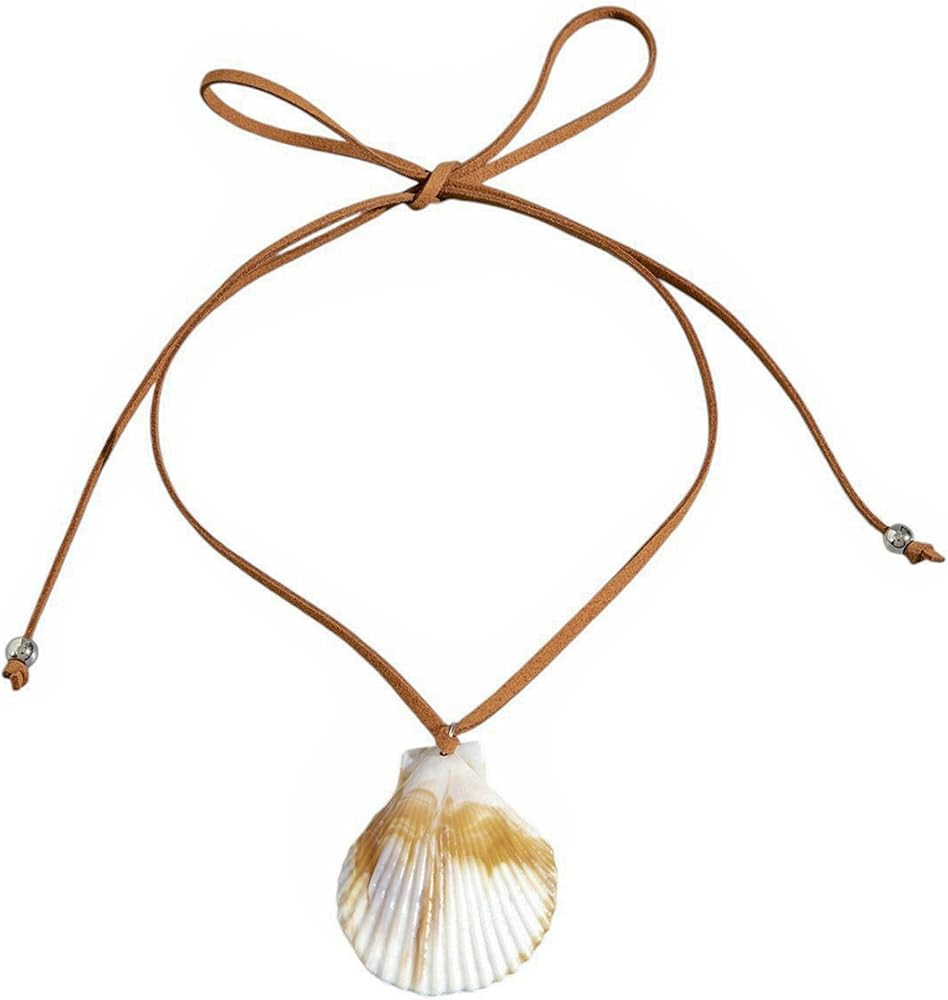 Pure White Conch Pendant Necklace Simple Dainty Gold Plated Ocean Charm Choker Natural Seashell C... | Amazon (US)
