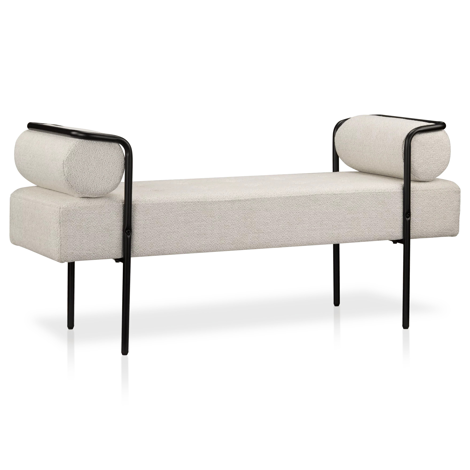 Fabric and Black Metal Bench | Bouclair