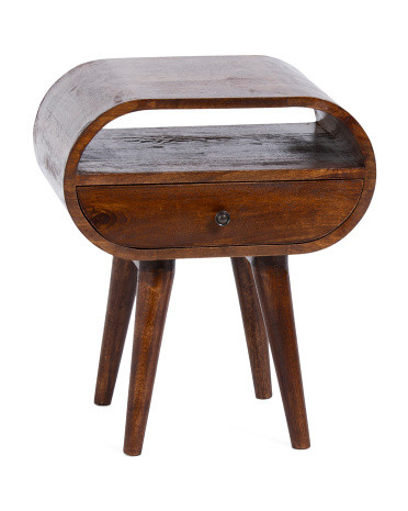 17.75x21.25 Solid Wood Circular One Drawer Side Table | TJ Maxx