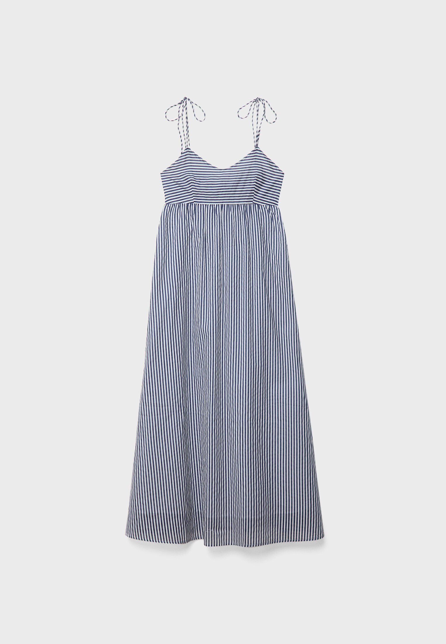 Long striped dress with tie - Women's Dresses | Stradivarius United Kingdom | Stradivarius (UK)