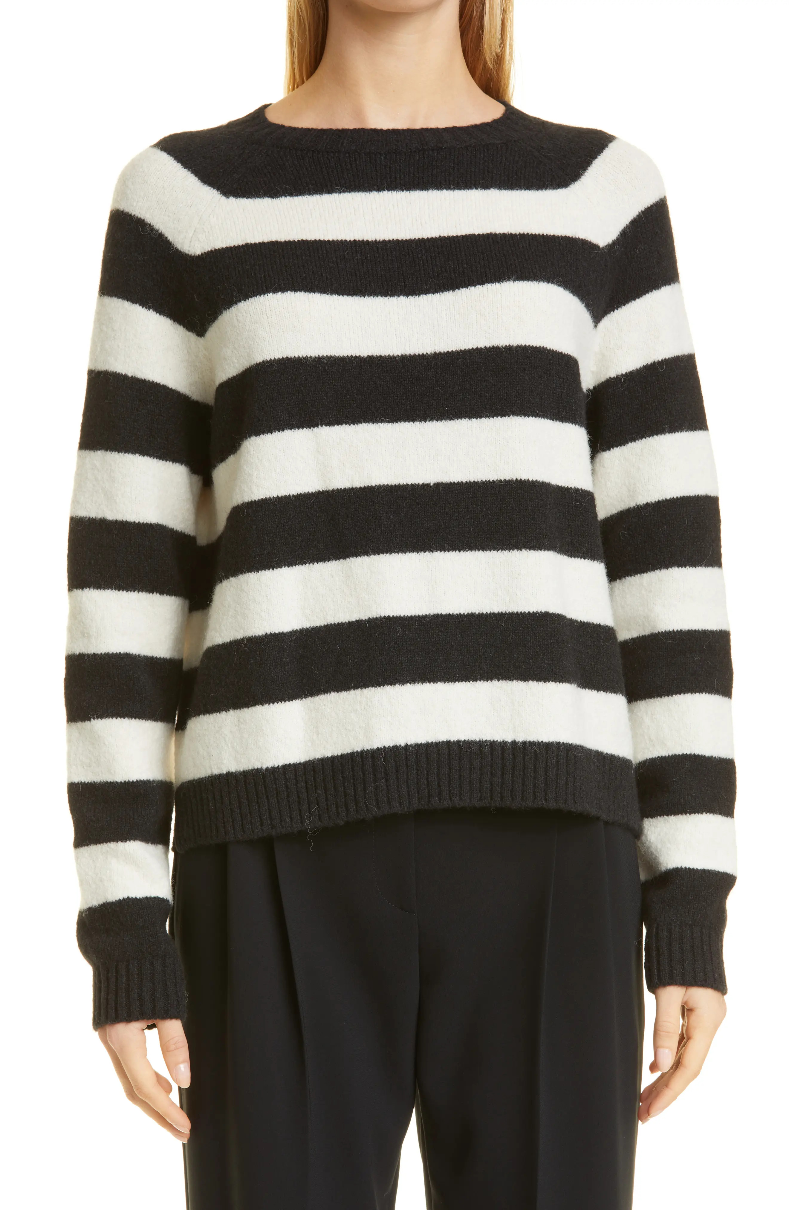 HUGO BOSS Fiamay Stripe Crewneck Sweater in Black Fantasy at Nordstrom, Size Xx-Large | Nordstrom