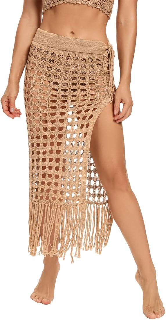 HengShunRui Crochet Skirt Cover Up Beach Skirt Coverups for Women | Amazon (US)