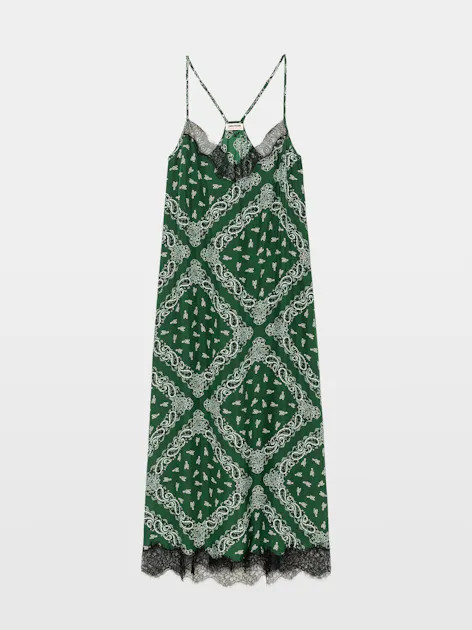 Green Silk Maxi Dress With Bandana Print | Zadig&Voltaire | Zadig et Voltaire (US)