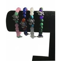 4 Stackable, Genuine, Semi Precious, Stone Bead Bracelets With Pewter, Double Sided Turtle Charms | Etsy (US)