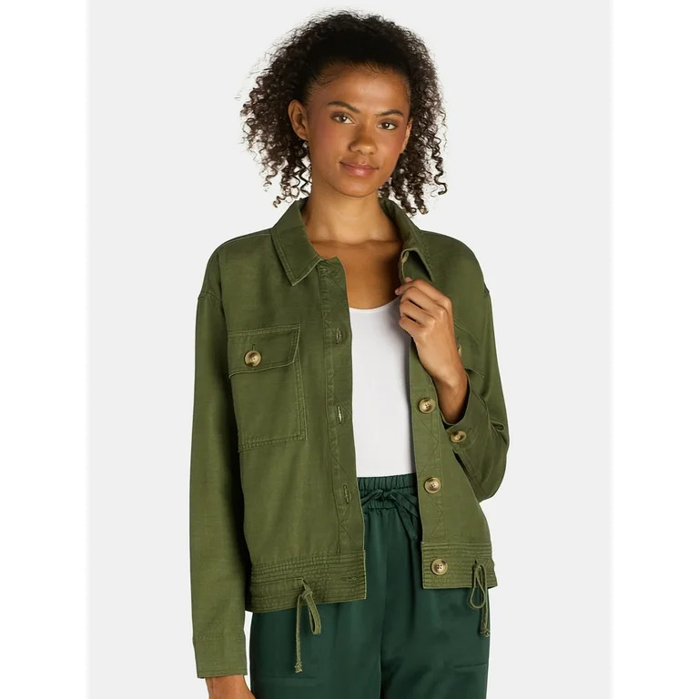 Time and Tru Women's Cropped Utility Jacket, Sizes XS-XXXL | Walmart (US)