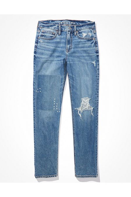 AE Strigid Ripped '90s Straight Jean | American Eagle Outfitters (US & CA)