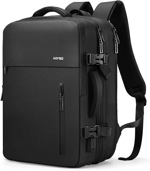 HOMIEE Black Large Carry On Travel Backpack      
 Nylon  

 Adult | Amazon (US)