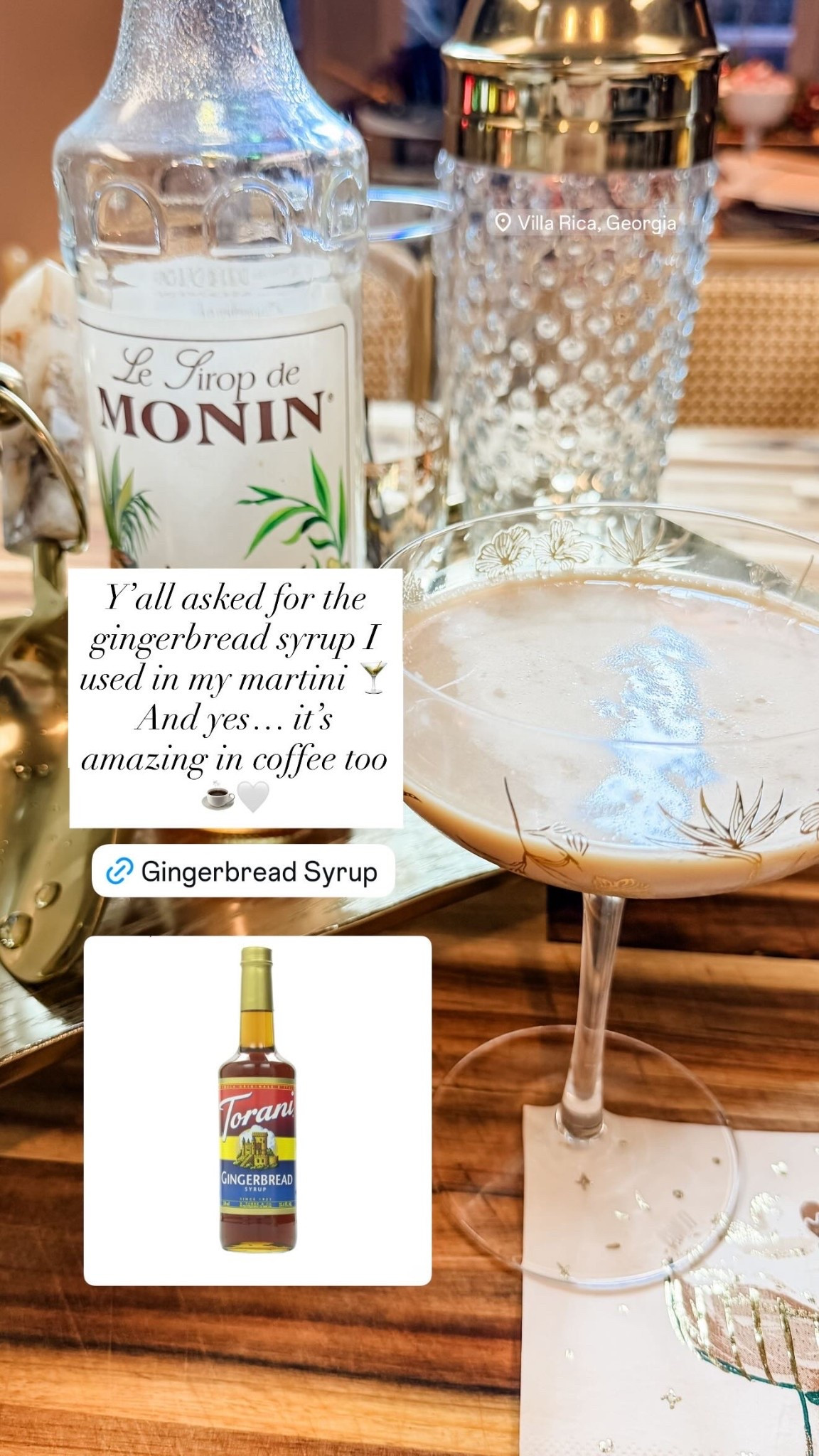 Y’all asked for the gingerbread syrup I used in my Gingerbread Martini… and here she is! 🍸✨
This one has the perfect holiday spice and makes your coffee taste like a Christmas treat. ☕️🎄
Linked for you below!

#coffeebar #holidayparty #christmasdecor #ltkfinds #ltkholiday #giftsforher

#LTKHome #LTKHoliday #LTKfoodie