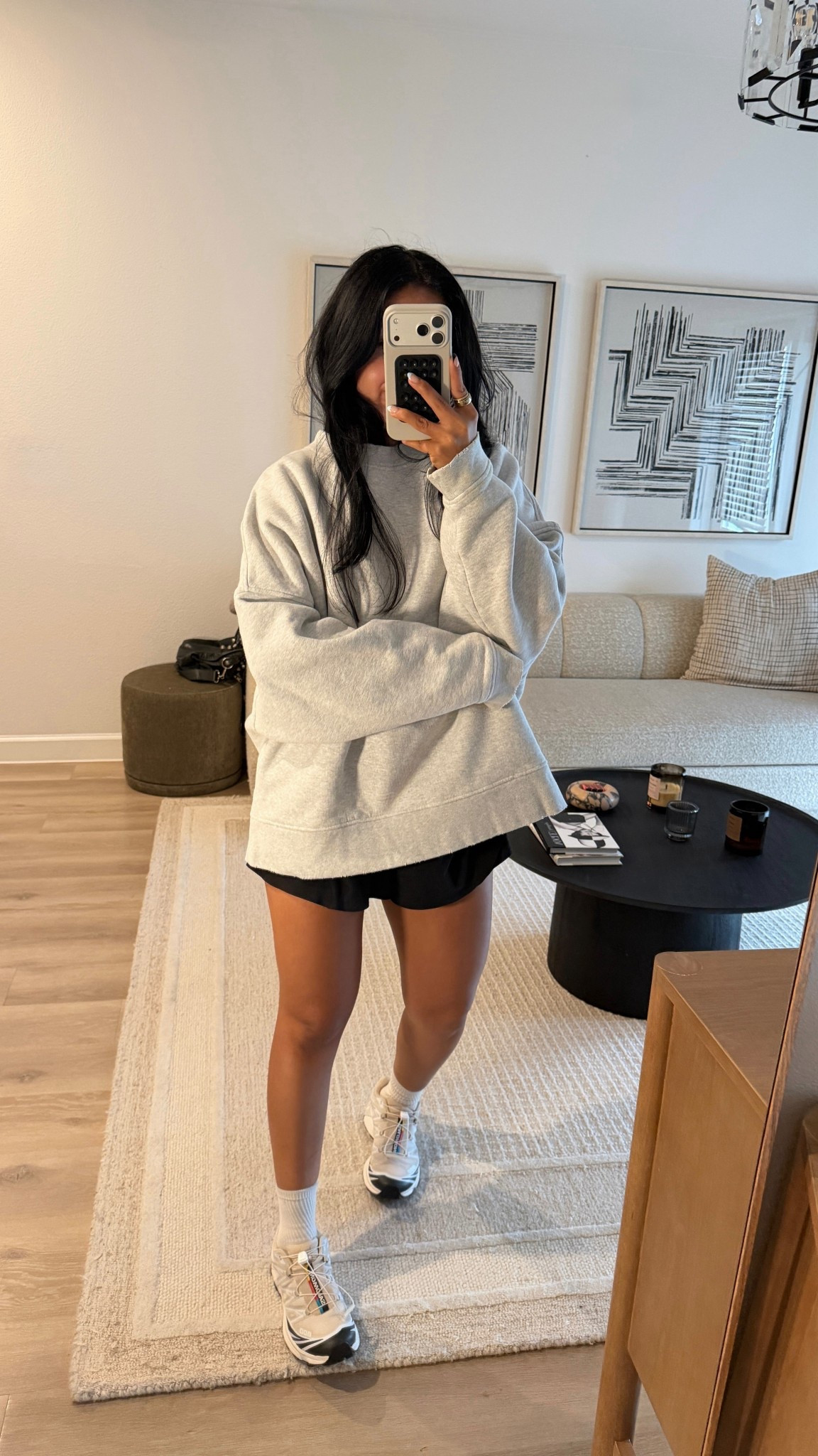 Exact sweatshirt is Yellow! Linked similar that are half the price and my shorts are in a size medium!