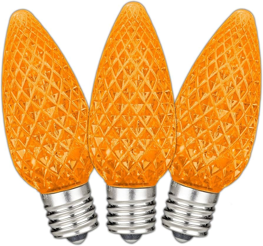 Novelty Lights 25 Pack Orange C9 LED Faceted Christmas Replacement Bulbs | Amazon (US)